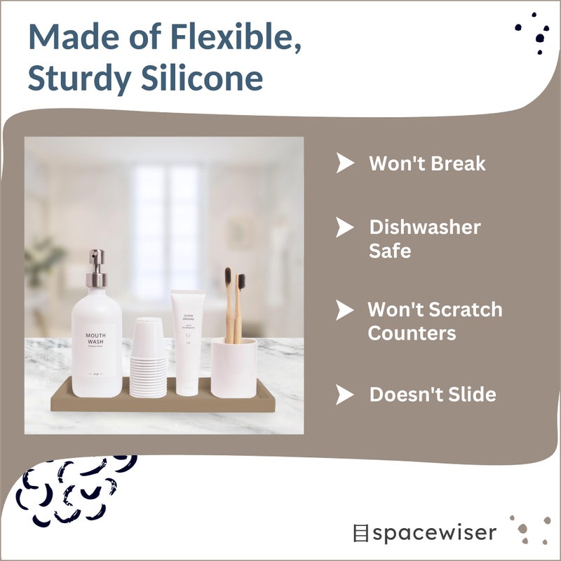 Spacewiser Countertop and Vanity Tray - 11.7"" Shatterproof Bathroom Tray, Flexible Silicone Soap Tray for Kitchen, Toilet Tank Tray, Bathroom Trays for Counter, Perfume Candle Key Valet Tray - Image 3